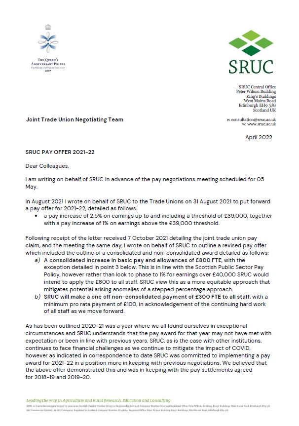 SRUC Pay offer 2021 -2022 | EIS